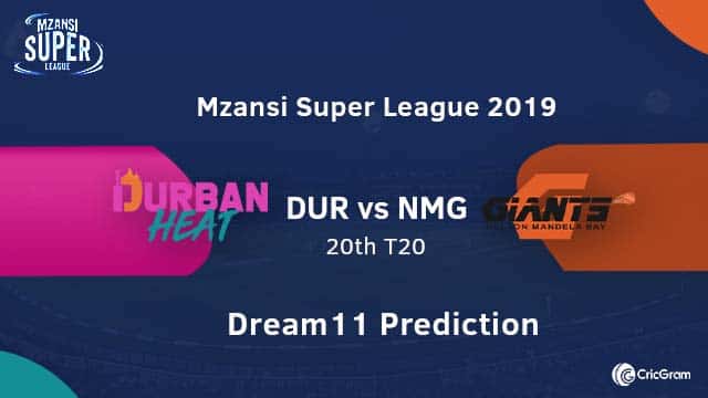 DUR vs NMG Dream11 Team Prediction & Preview: 20th Match, MSL 2019