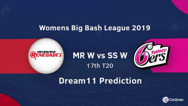 MR-W vs SS-W Dream11 Prediction 17th Match WBBL 2019