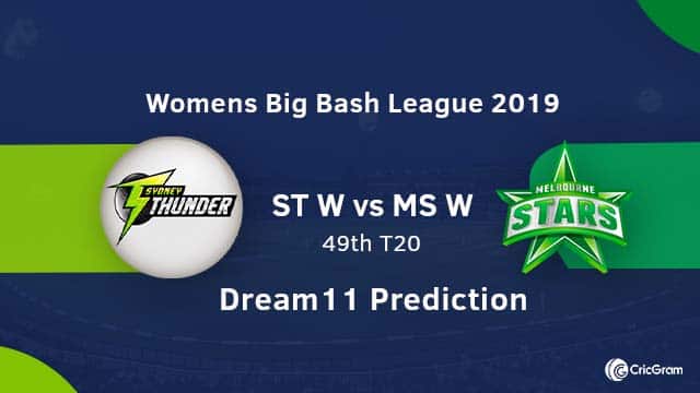 ST-W vs MS-W Dream11 Prediction of 49th Match: WBBL 2019