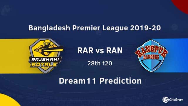 RAR vs RAN Dream11 Prediction 28th Match BPL 2019-20