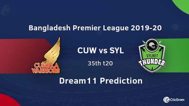CUW vs SYL Dream11 Prediction 35th Match BPL 2019-20