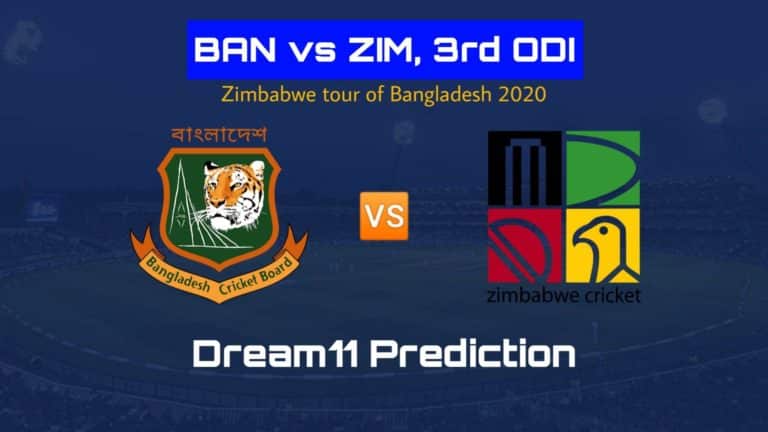 BAN vs ZIM Dream11 Prediction 3rd ODI Zimbabwe tour of Bangladesh 2020