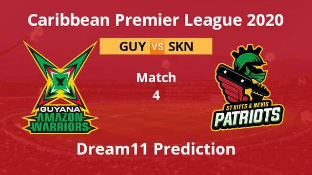 GUY vs SKN Dream11 Prediction 4th Match CPL 2020