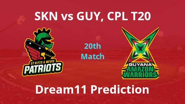 SKN vs GUY Dream11 Prediction 20th Match