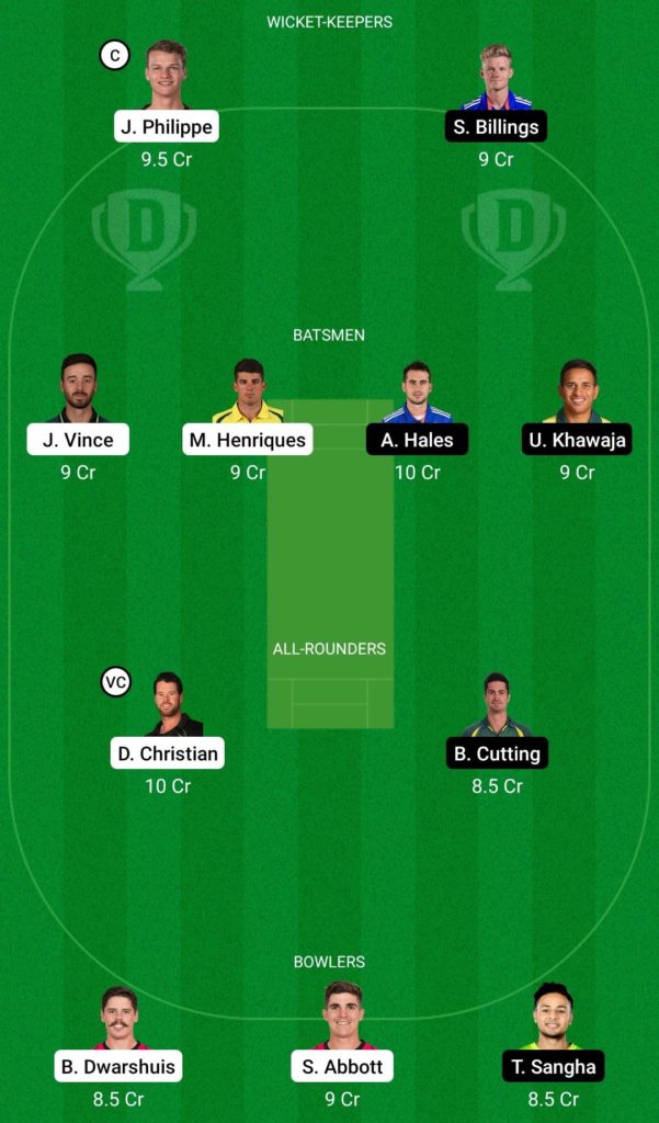 SIX vs THU Dream11 Team for today's match 22 January 2021