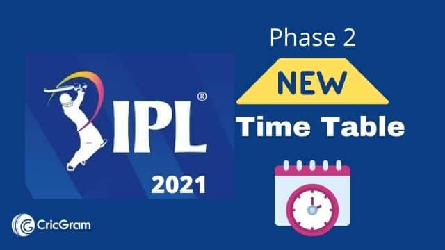 IPL 2021 Reschedule Time Table