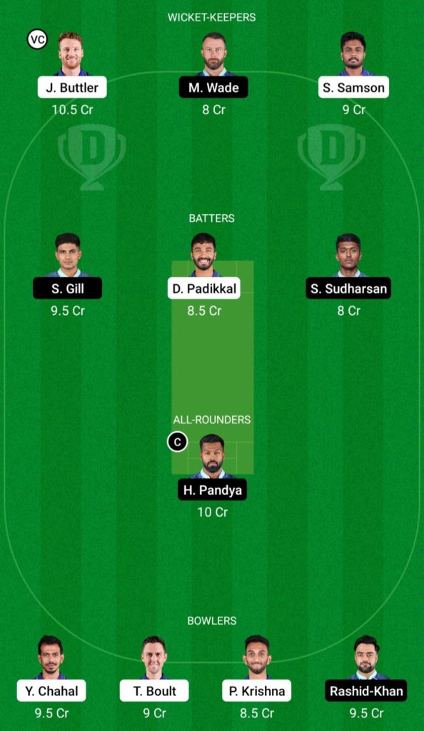 RR vs GT Dream11 Team for today match