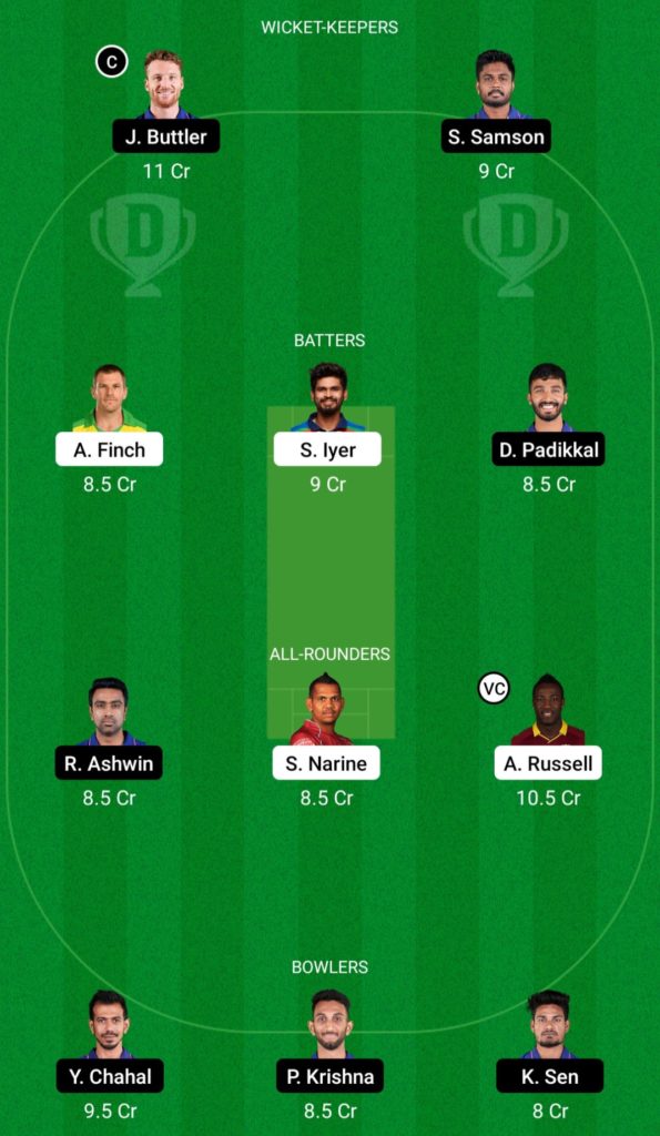 KKR vs RR Dream 11 Team for today match 2nd may 2022