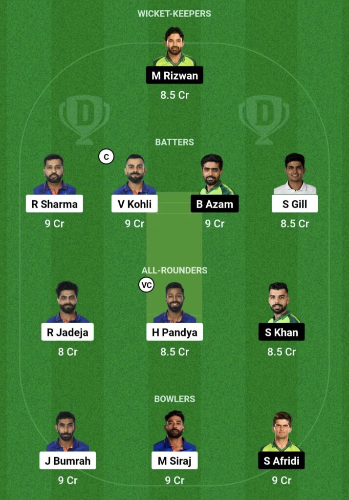 IND vs PAK Dream11 Team for Today Match 14 October 2023