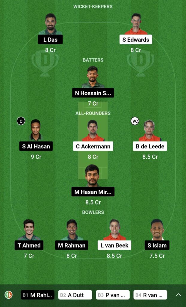 NED vs BAN Dream11 Team today match 28 October 2023