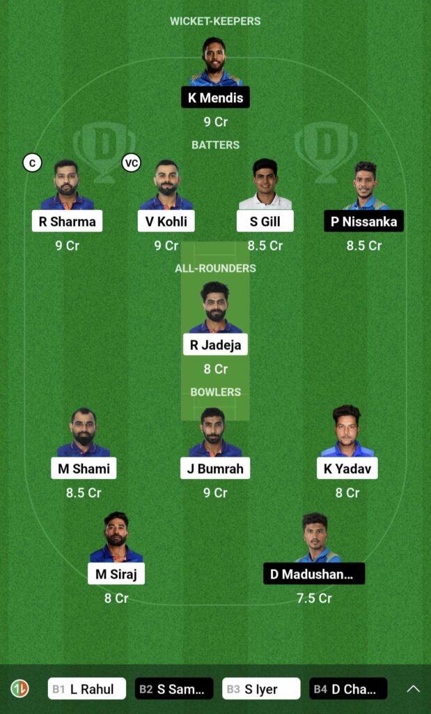 IND vs SL Dream11 Team for Today Match