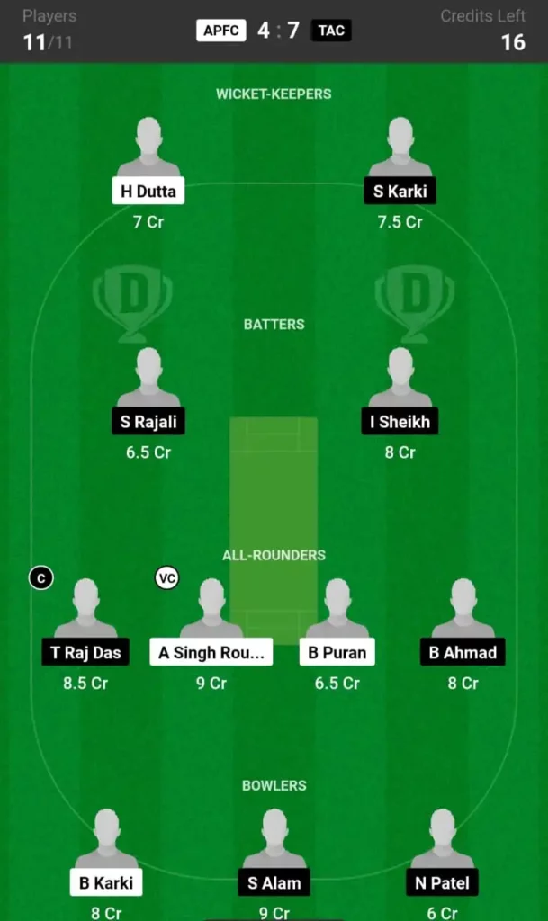 APFC vs TAC Dream11 Prediction 18th Match