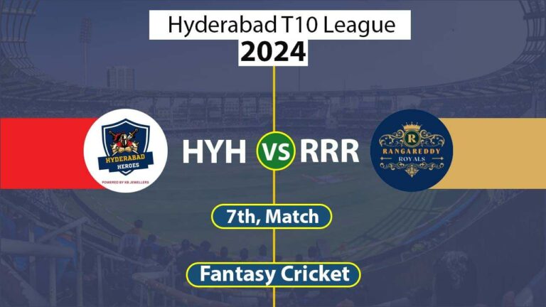 HYH vs RRR Dream 11 Team, 7th, Hyderabad T10 League