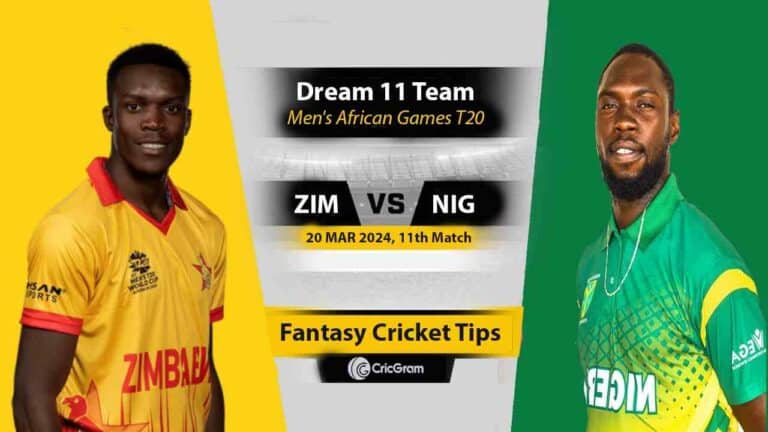 ZIM vs NIG Dream 11 Team, 11th, Men's African Games T20