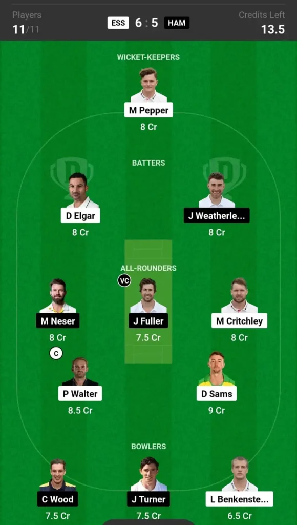 ESS vs HAM Dream11 Team