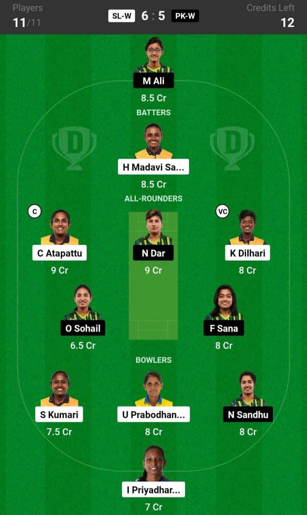 SL W vs PK W Dream11 Prediction