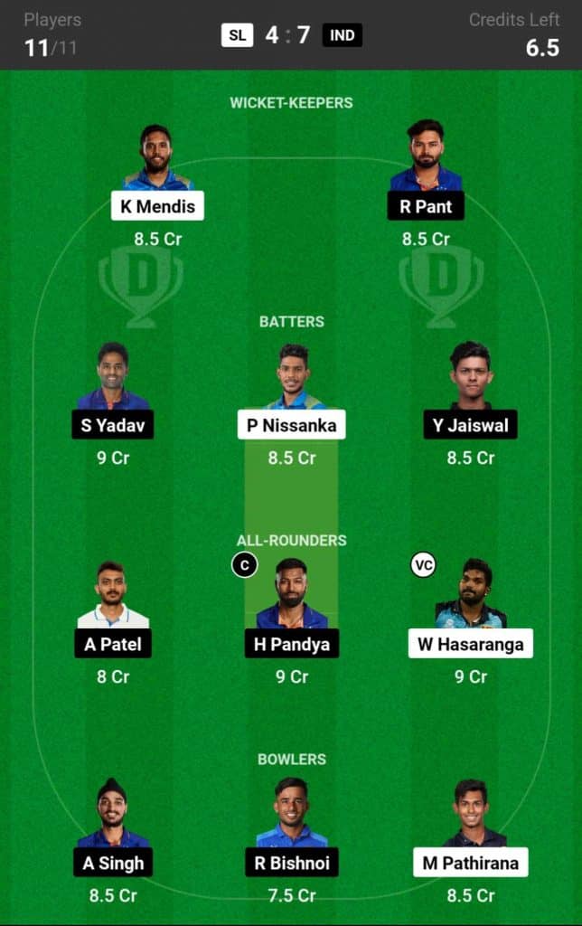 SL vs IND 3rd T20I Dream11 Prediction