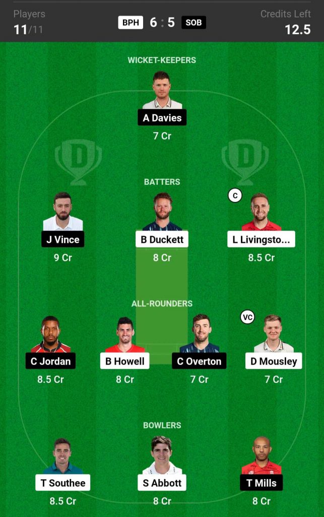 BPH vs SOB Dream11 Prediction The Hundred