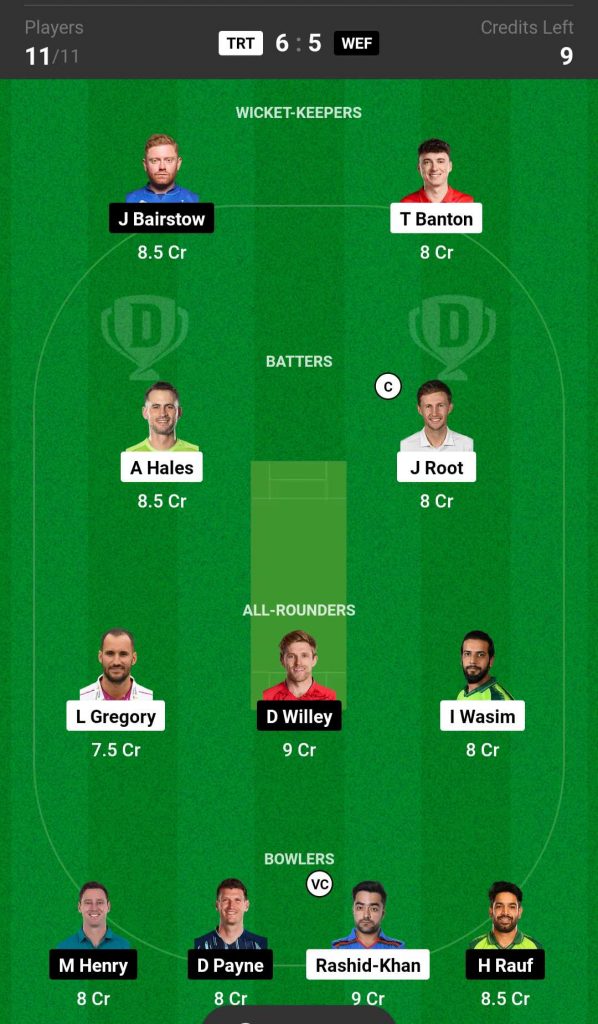 TRT vs WEF Dream11 Prediction